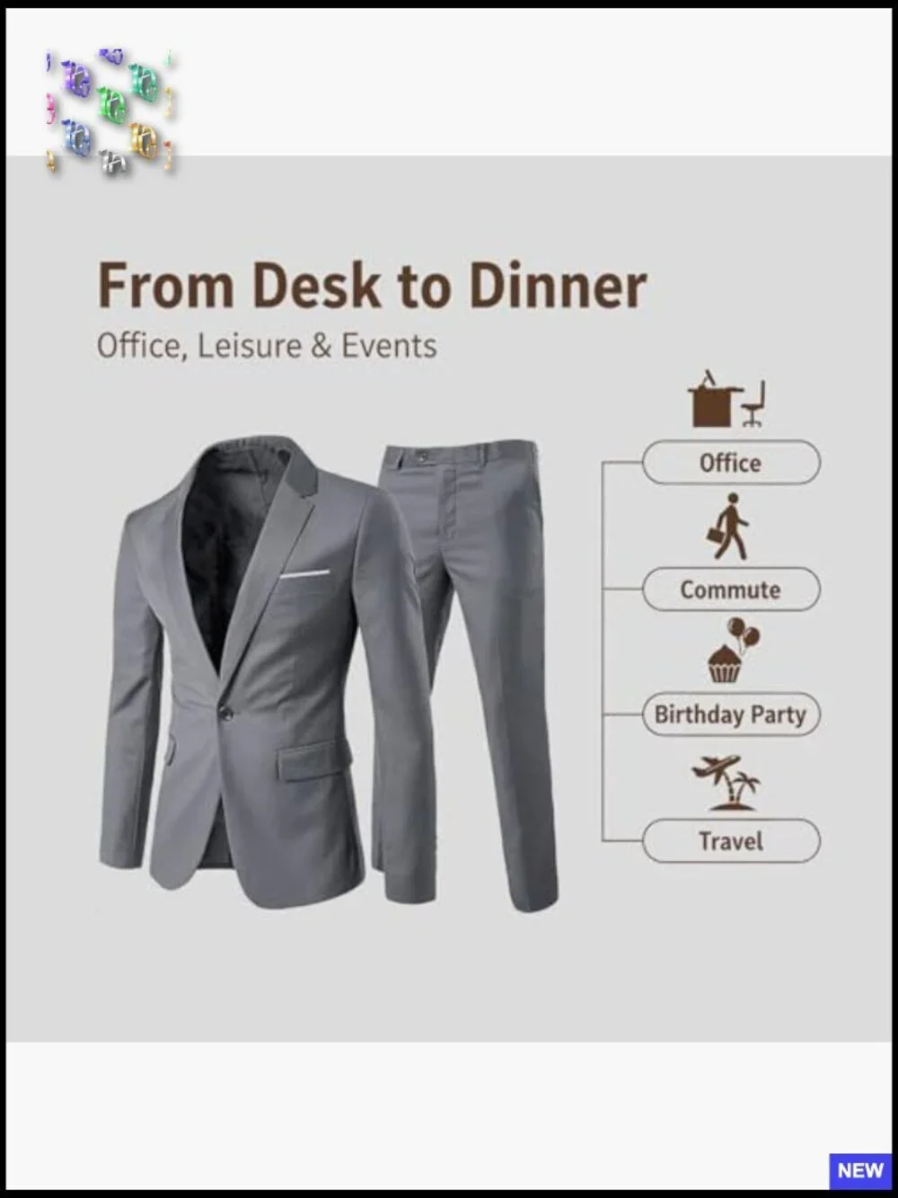 Slim Fit Two-Piece Suit Set Classic Elegant Formal Blazer Pants